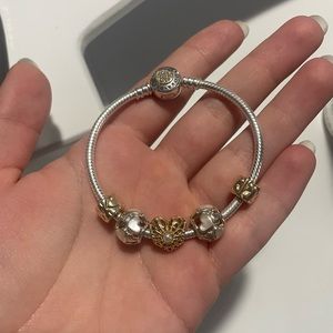 14k gold and silver Pandora bracelet